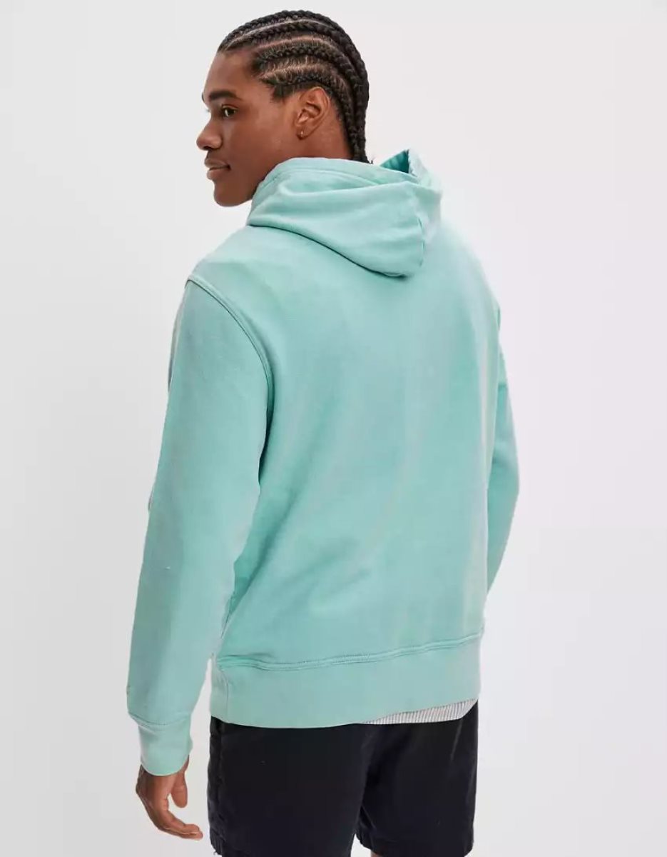 Sweat à Capuche American Eagle AE Bonfire Fleece Turquoise Clair Homme | AFM-60894488